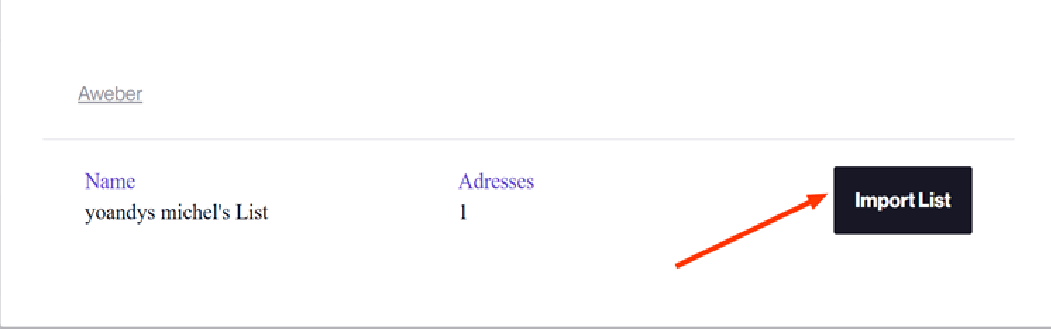 Select and import AWeber list into Verify550