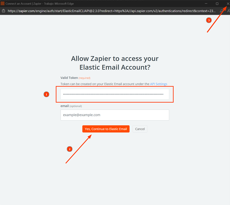 Log in to Elastic Email with API key in Zapier