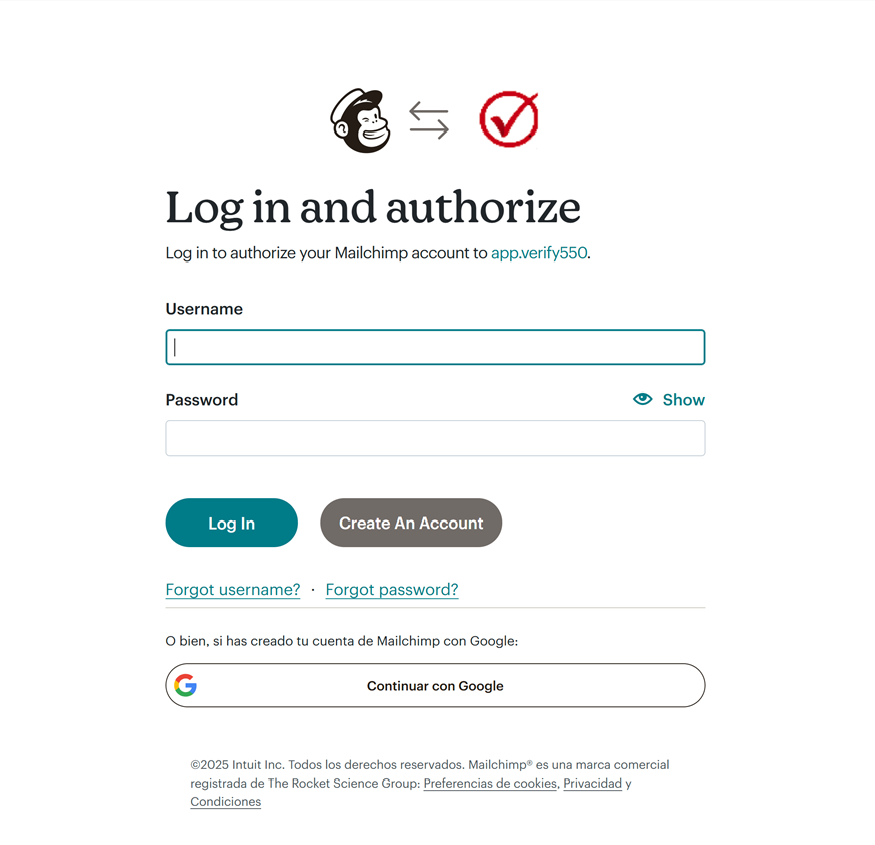 Log in to your Mailchimp account