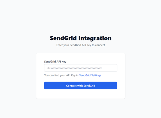 Enter SendGrid API key to authenticate and fetch lists