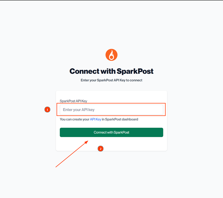 Enter your SparkPost API key to authorize Verify550