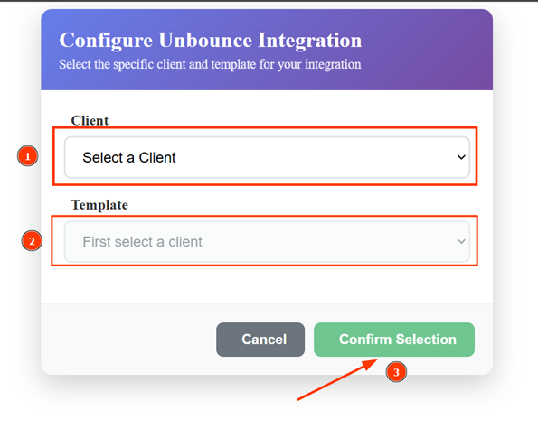Select fields required by the New Form Submission trigger in Unbounce